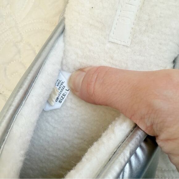 Anthropologie Maeve Puffy Platform Silver Slippers Sz L - Picture 4 of 8